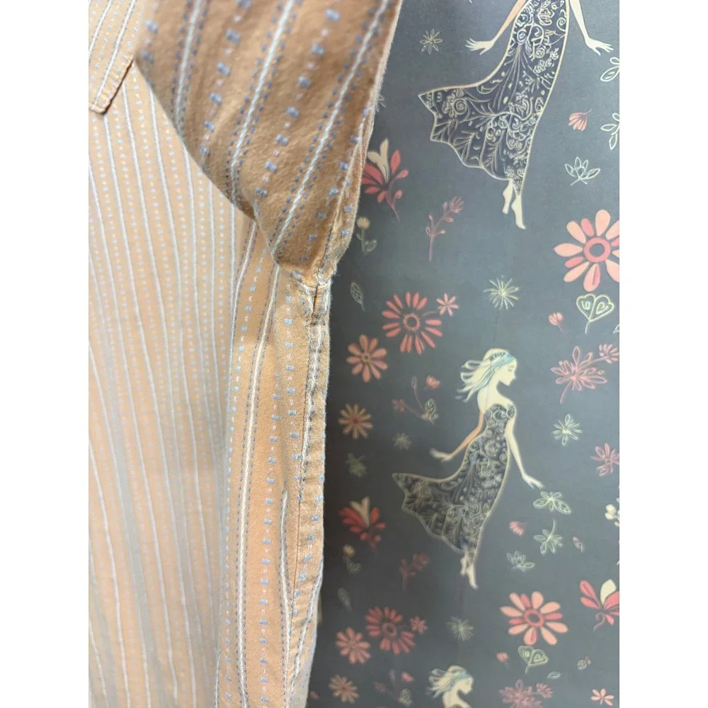 True Religion Mens Western Pearl Snap Shirt Orange Striped Y2K MAWBM17IKHP S